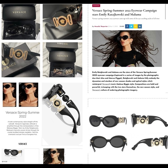 VERSACE MEDUSA OVAL AS SEEN ON EMILY RATAJKOWSKI FOR 2022 VERSACE CAMPAIGN - Picture 4 of 16